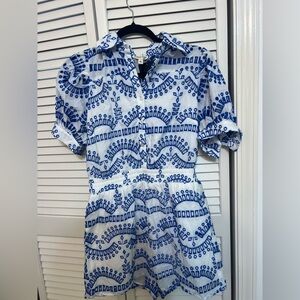 Blue and White Patterned romper